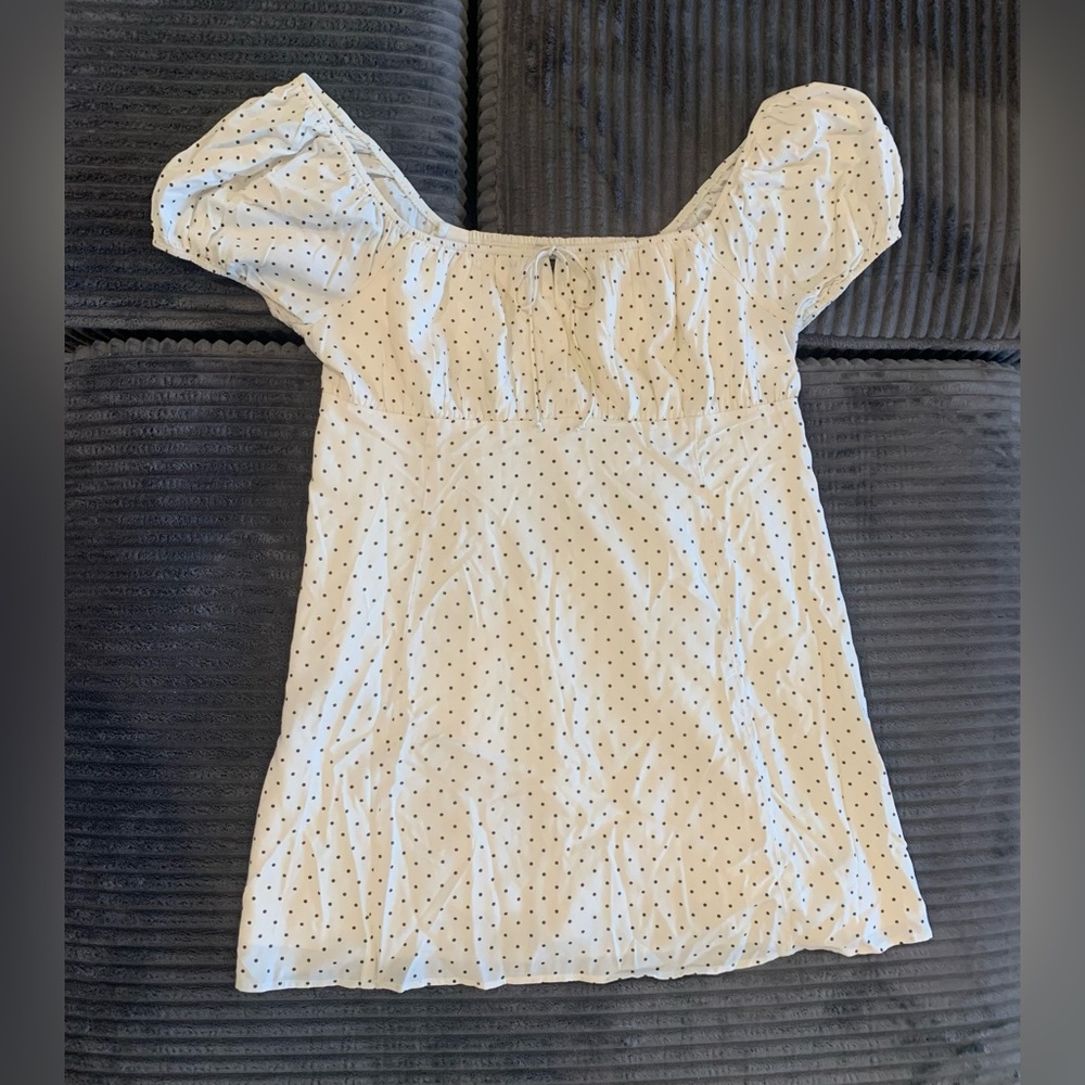 American Eagle Outfitters Cream Polka Dot Dress size XL